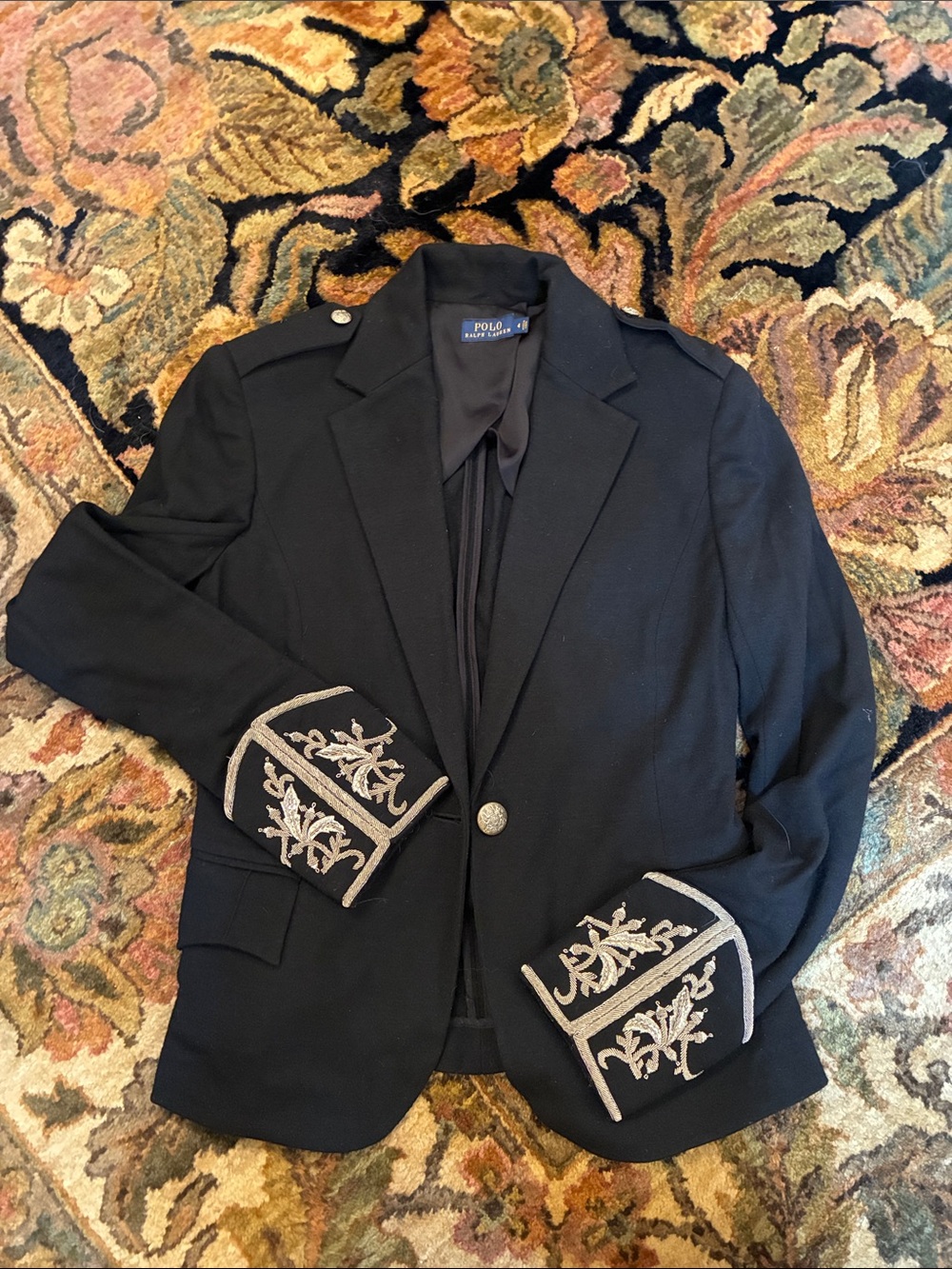 Polo Ralph Lauren Black Wool Womens Military-Style Blazer Jacket - Picture 3 of 5